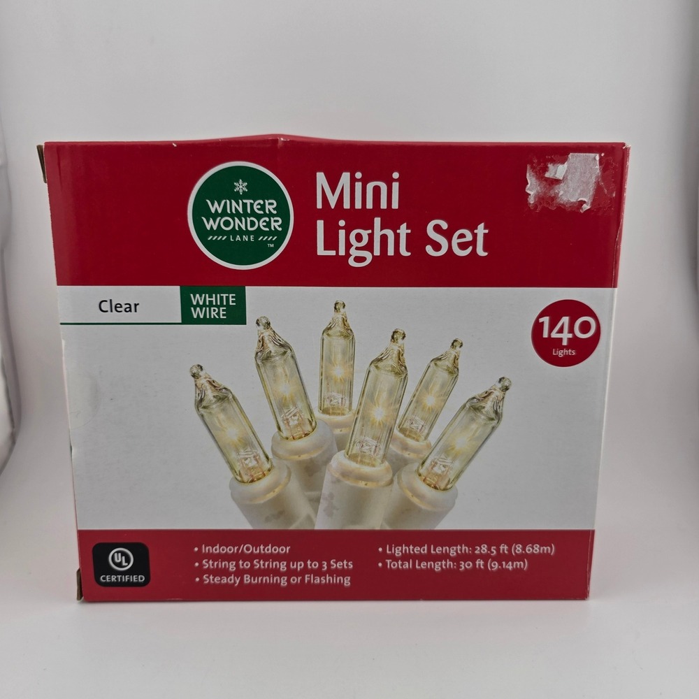 Christmas Lights Assorted Bundle Clear White Wire 280 Lights 75 Clips - Picture 6 of 8